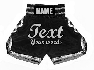 Shorts Boxe Anglaise Personnalisé pour Enfants : KNBSHKID-023-Noir-Argent